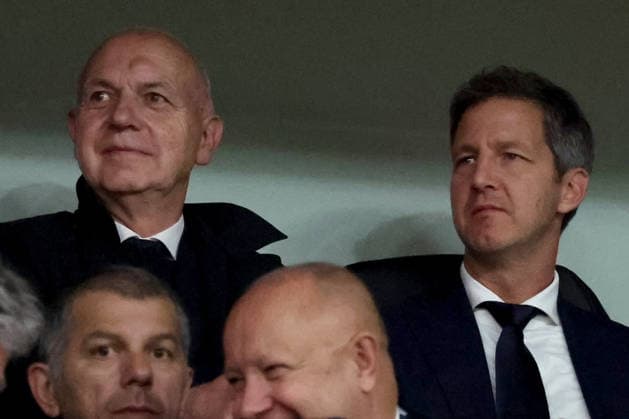 20.05.2026, xrekx, Fussball Europa League Finale 2026, SC Freiburg - Aston Villa v.l. DFB Praesident Bernd Neuendorf (Deutscher Fussball-Bund) Vorstand Jochen Saier (SC Freiburg) (DFL DFB REGULATIONS PROHIBIT ANY USE OF PHOTOGRAPHS as IMAGE SEQUENCES and or QUASI-VIDEO) Istanbul