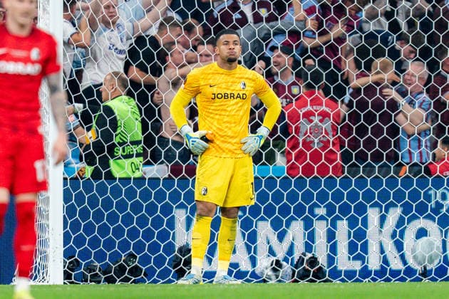 20.05.2026, SC Freiburg vs. Aston Villa, UEFA Europa League Finale, Final Matchday Tor zum 0:3 durch Morgan Rogers (Aston Villa) hier Maximilian Eggestein (SC Freiburg, 8) Noah Atubolu (SC Freiburg, 1) Copyright: xBahhoxKarax