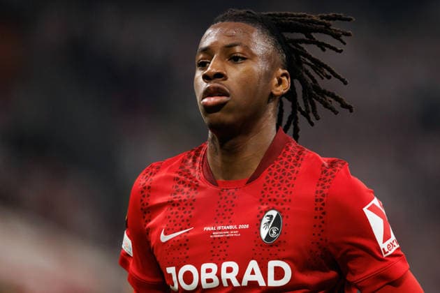 Johan Manzambi seen during the UEFA Europa League 2026 final game between teams of SC Freiburg and Aston Villa FC (Maciej Rogowski Ball Raw Images) Istanbul Besiktas Stadium Turkey Copyright: xMaciejxRogowskix ROG_FRE_AST_2526-31