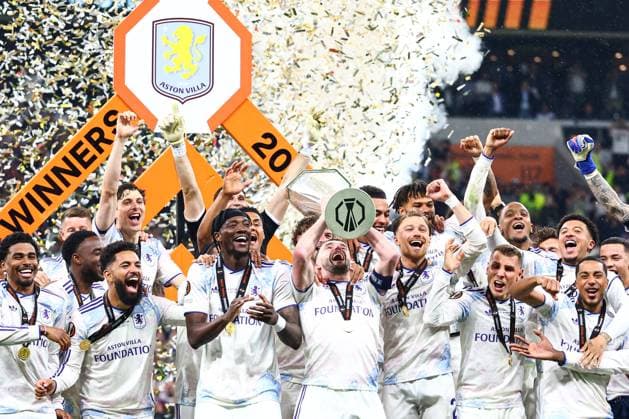 Aston Villa players lift the UEFA Europa League trophy in front of the winners board SC Freiburg v Aston Villa, UEFA Europa League, Final, Football, Besiktas Park, Istanbul, Turkiye - 20 May 2026Istanbul Besiktas Park United Kingdom EDITORIAL USE ONLY No use with unauthorised audio, video, data, fixture lists, club league logos or live services. Online in-match use limited to 120 images, no video emulation. No use in betting, games or single club league player publications.  Copyright: xJamesxMarsh Shutterstockx 16883157ft