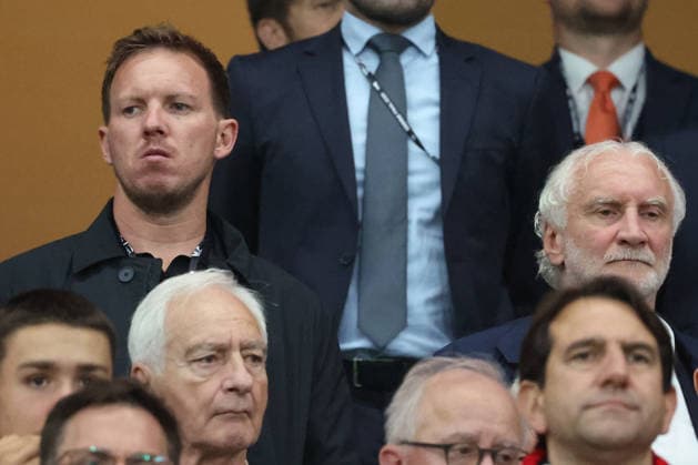 20.05.2026, xrekx, Fussball Europa League Finale 2026, SC Freiburg - Aston Villa v.l. Trainer Julian Nagelsmann (Deutsche Fussball Nationalmannschaft DFB) Sportdirektor Rudi Voeller Völler (DFB) (DFL DFB REGULATIONS PROHIBIT ANY USE OF PHOTOGRAPHS as IMAGE SEQUENCES and or QUASI-VIDEO) Istanbul