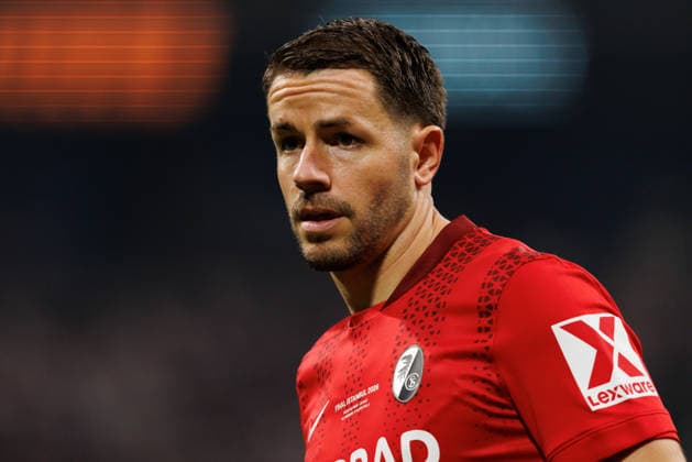 Christian Gunter seen during the UEFA Europa League 2026 final game between teams of SC Freiburg and Aston Villa FC (Maciej Rogowski Ball Raw Images) Istanbul Besiktas Stadium Turkey Copyright: xMaciejxRogowskix ROG_FRE_AST_2526-46