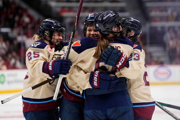 May 20, 2026, Ottawa, On, CANADA: Montreal Victoire s Abby Roque (11) celebrates her goal against the Ottawa Charge during third period game 4 PWHL Walter Cup final hockey action in Ottawa, on Wednesday, May 20, 2026. Canada News - May 20, 2026  - ZUMAc35_ 20260520_zaf_c35_103 Copyright: xJustinxTangx