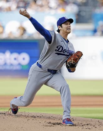Baseball: Dodgers vs. Padres Los Angeles Dodgers two-way player Shohei Ohtani pitches during a baseball game against the San Diego Padres at Petco Park in San Diego, California, on May 20, 2026.  A14AA0005592508P