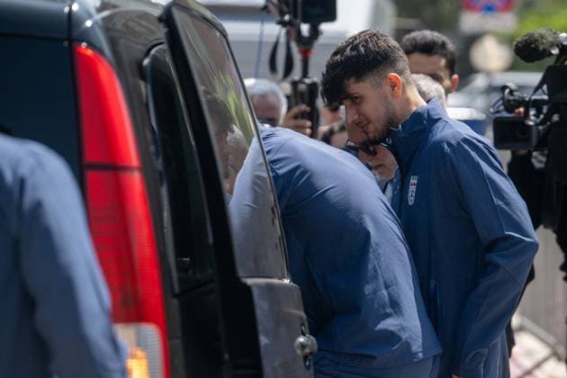 Iranian national football team visits US Embassy in Ankara for World Cup visa applications ANKARA, TURKIYE - MAY 21: Players of the Iranian national football team, set to compete in the 2026 FIFA World Cup, WM, Weltmeisterschaft, Fussball co-hosted by the US, Canada, and Mexico, leave the US Embassy after completing their visa application procedures in Ankara, Turkiye on May 21, 2026. Ismail Aslandag Anadolu Ankara Turkey. Editorial use only. Please get in touch for any other usage.  Copyright: x2026xAnadoluxIsmailxAslandagx