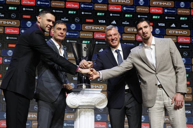 EuroLeague Final Four press conference, PK, Pressekonferenz held in Athens ahead of tournament ATHENS, GREECE - MAY 21: A view from the pre-tournament press conference ahead of the EuroLeague Final Four at the Onassis Foundation in Athens, Greece, on May 21, 2026. The head coaches and players from the participating teams—defending champions Fenerbahce Beko, Olympiacos, Real Madrid, and Valencia Basket—attended the official media event ahead of the championship battles. Ayhan Mehmet Anadolu Athens Greece. Editorial use only. Please get in touch for any other usage.  Copyright: x2026xAnadoluxAyhanxMehmetx