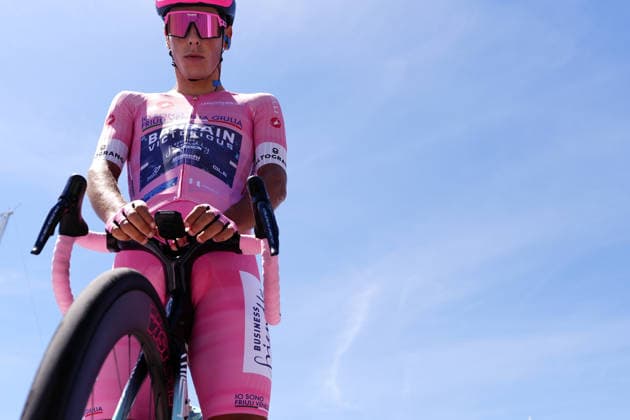 Portugal™s Afonso Oliveira Eulalio of Bahrain Victorious (Pink jersey) during Stage 12 of the Giro d™Italia, from Imperia to Novi Ligure, Italy, Thursday, May 21, 2026.  Copyright: xFabioxFerrarix xLaPressex