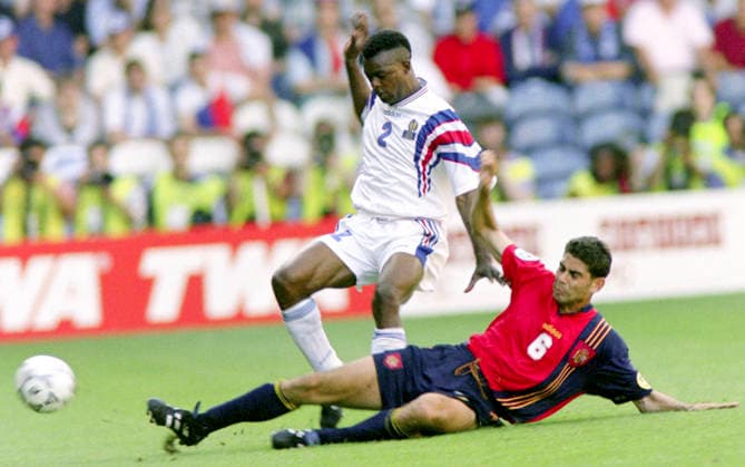 960615 Fotboll, EM, Frankrike - Spanien: Fot: BILDBYRAN M023_07 960615frasp scanx fotboll em em96 em 96 em 1996 em1996 m023_07 frankrike spanien *** 960615 Football, European Championship, France Spain Foot BILDBYRAN M023 07 960615frasp scanx football em em96 em 96 em 1996 em1996 m023 07 france spain  Copyright: BILDBYRAN BB960615BB136