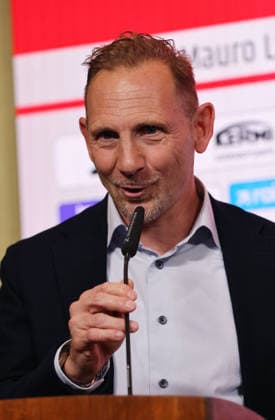 Trainer Mauro Lustrinelli PK Pressekonferenz zur Vorstellung des neuen Cheftrainers Fußball Fussball Bundesliga Herren DFL Saison 2025 2026 21.05.2026 1.FC Union Berlin FCU DFL regulations prohibit any use of photographs as image sequences and or quasi-video.