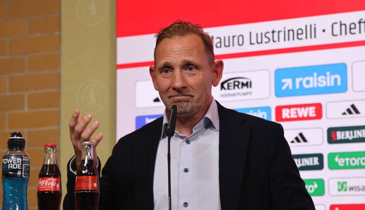 Trainer Mauro Lustrinelli PK Pressekonferenz zur Vorstellung des neuen Cheftrainers Fußball Fussball Bundesliga Herren DFL Saison 2025 2026 21.05.2026 1.FC Union Berlin FCU DFL regulations prohibit any use of photographs as image sequences and or quasi-video.