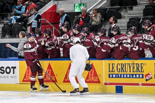 ZURICH, SWITZERLAND - MAY 21: Rudolfs Balcers of Latvia celebrates his goal during the 2026 IIHF Ice hockey, Eishockey World Championship, WM, Weltmeisterschaft Switzerland game between Latvia and Finland at Swiss Life Arena on May 21, 2026 in Zurich, Zurich. Zurich Swiss Life Arena Zurich Switzerland Copyright: xJustPictures.ch AndreaxBrancax jp-en-EuSpIm-JP7_ANB_Lat_Fin_21052026_9584