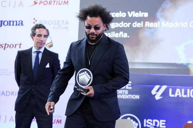May 21, 2026, Madrid, Madrid, Spain: Marcelo Vieira, a former soccer player, receives the Legend Award during the 2026 ISC Awards Ceremony, which took place.as part of the ISDE Sports Convention, at the Official College of Architects of Madrid, on May 21, 2026, in Madrid, Spain. ISDE Sports Convention - ISC Awards Ceremony  - ZUMAa181 20260521_zaa_a181_035 Copyright: xIrinaxR.xHipolitox
