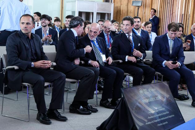 May 21, 2026, Madrid, Madrid, Spain: Marcelo Vieira, former football player, Jorge Carbajosa, basketball executive and former player and Oriol Cardona, Olympic skier, attend to the 2026 ISC Awards Ceremony, which took place.during the ISDE Sports Convention at the Official College of Architects of Madrid on May 21, 2026, in Madrid, Spain. Madrid Spain - ZUMAa181 20260521_zaa_a181_036 Copyright: xIrinaxR.xHipolitox