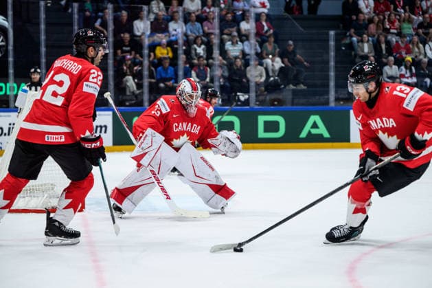 260521 Cam Talbot of Canada during the 2026 IIHF Ice hockey, Eishockey World Championship, WM, Weltmeisterschaft between Canada and Norway on May 21, 2026 in Fribourg. Photo: Jesper Zerman BILDBYRAN kod JZ JZ0724 ishockey ice hockey ishockey-vm 2026 vm 2026 iihf world championship kanada canada norge norway canada kanada bbeng norge norway Copyright: JESPERxZERMAN BB260521JZ074