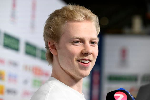 LKS 20260521 Finnish Ice hockey, Eishockey player Konsta Helenius (Buffalo Sabres) speaking to the press during the break of the 2026 IIHF Ice Hockey World Championships preliminary round group A match between Latvia and Finland in Zurich on May 21, 2026. - RONI REKOMAA Zürich Switzerland ZeD72_pNL3A  Copyright: xRonixRekomaax ZeD72_pNL3A