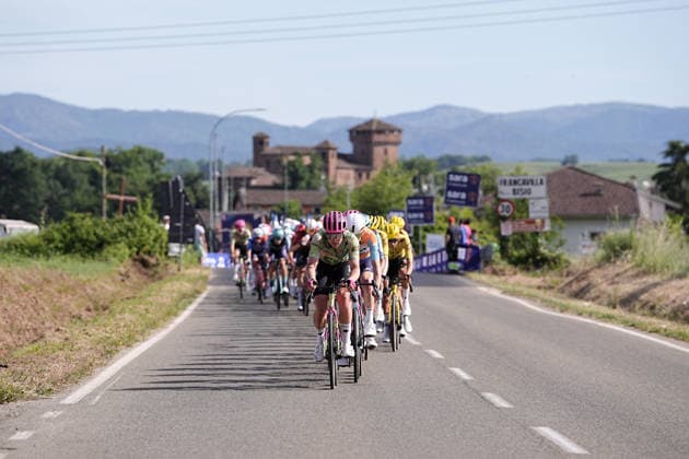 The pack rides during Stage 12 of the Giro d™Italia, from Imperia to Novi Ligure, Italy, Thursday, May 21, 2026.  Copyright: xMarcoxAlpozzi LaPressex