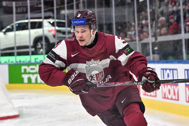 ZURICH, SWITZERLAND - MAY 21: Alberts Smits of Latvia in action during the 2026 IIHF Ice hockey, Eishockey World Championship, WM, Weltmeisterschaft Switzerland game between Latvia and Finland at Swiss Life Arena on May 21, 2026 in Zurich, Zurich. Zurich Swiss Life Arena Zurich Switzerland Copyright: xJustPictures.ch AndreaxBrancax jp-en-EuSpIm-JP7_ANB_Lat_Fin_21052026_0163