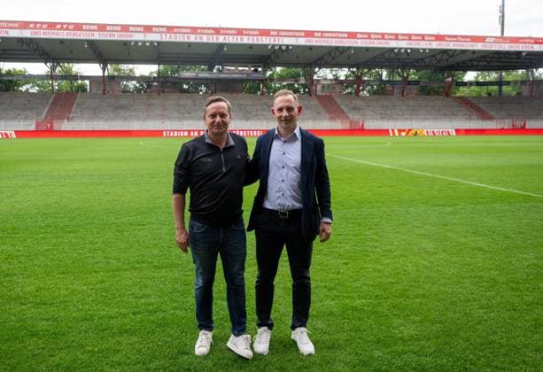 Fußball, Herren, Saison 2025 2026, 1. Bundesliga, 1. FC Union Berlin, Pressekonferenz, Profifußball-Geschäftsführer Horst Heldt (1. FC Union Berlin), Trainer Mauro Lustrinelli (1. FC Union Berlin) im Stadion An der Alten Försterei, 21.05. 2026, Copyright: xMatthiasxKochx