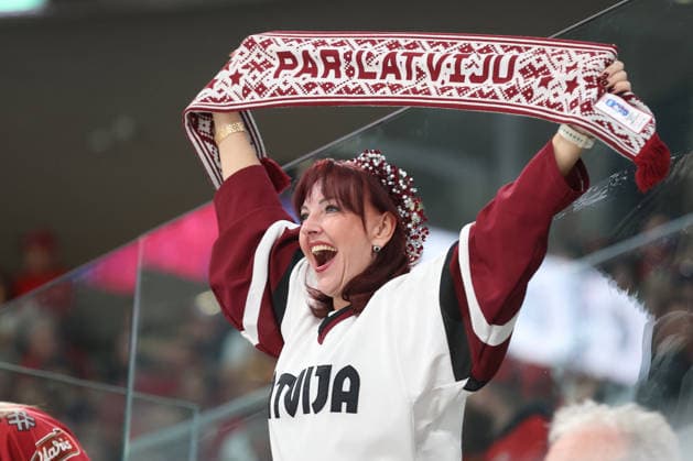 21.05.2026 Swiss Life Arena Zuerich , SCHWEIZ, Herren IIHF World Championship, WM, Weltmeisterschaft Zurich 2026 Gruppe A FIN - LAT Eishockey Fan Lettland