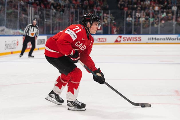 FRIBOURG, FRIBOURG - MAY 21: Macklin Celebrini of Canada during the 2026 IIHF World Championship, WM, Weltmeisterschaft Preliminary Round Group B match between Canada and Norway at BCF Arena on May 21, 2026 in Fribourg, Fribourg, Switzerland. Copyright: xLivioxBaeriswylx xSPPx Sportspressphoto_SPR151137