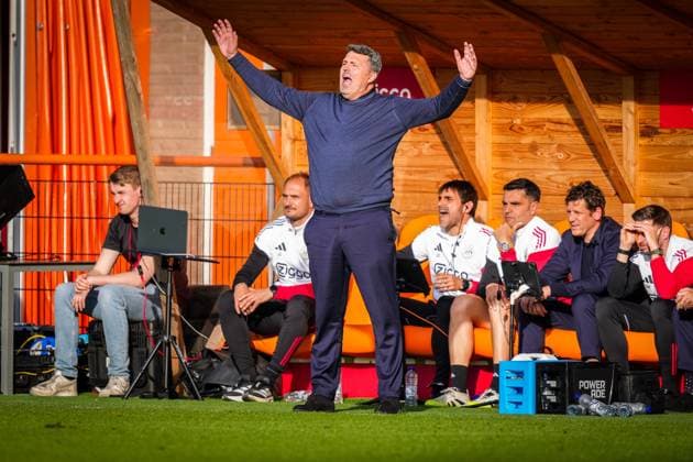 VOLENDAM , 21-05-2026 , Kras Stadium, season 2025 2026 , Play-offs for European football , Dutch Eredivisie Football . Match between Ajax and FC Groningen , picture shows Ajax interim trainer coach Oscar Garcia Ajax - Groningen (play off)  x203865678x Copyright: