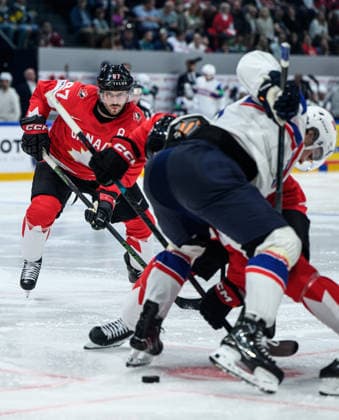 260521 Sidney Crosby of Canada during the 2026 IIHF Ice hockey, Eishockey World Championship, WM, Weltmeisterschaft between Canada and Norway on May 21, 2026 in Fribourg. Photo: Jesper Zerman BILDBYRAN kod JZ JZ0724 ishockey ice hockey ishockey-vm 2026 vm 2026 iihf world championship kanada canada norge norway bbeng Copyright: JESPERxZERMAN BB260521JZ112