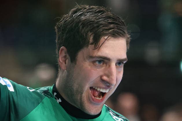 Deutschland: Handballbundesliga 2025 - 2026, 32. Spieltag - SC DHfK Leipzig gegen MT Melsungen, Quarterback Immobilien Arena (Leipzig): Domenico Ebner (SC DHfK Leipzig, 1) Copyright: xLucasxWalterx