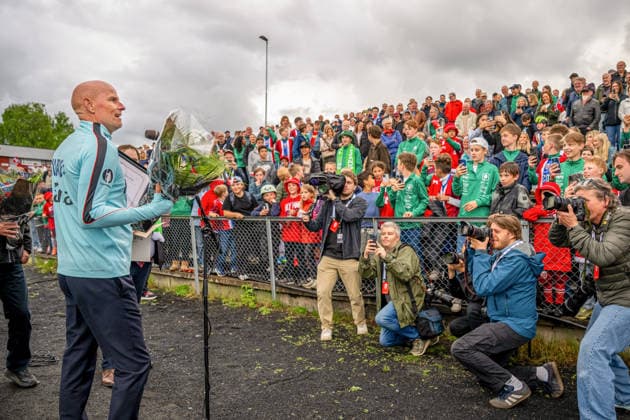 260521 Head coach Stale Solbakken of the Norwegian national football team during a presentation of the squad selection ahead of the FIFA World Cup, WM, Weltmeisterschaft, Fussball on May 21, 2026 in Grue. Photo: Vegard Grott BILDBYRAN kod VG VG0924 bbeng fotball fotboll football soccer norge norway press conference, PK, Pressekonferenz pressekonferanse fifa world cup fotball vm vm 2026 uttak kirkenaer Copyright: VEGARDxGRoTT BB260521VG005