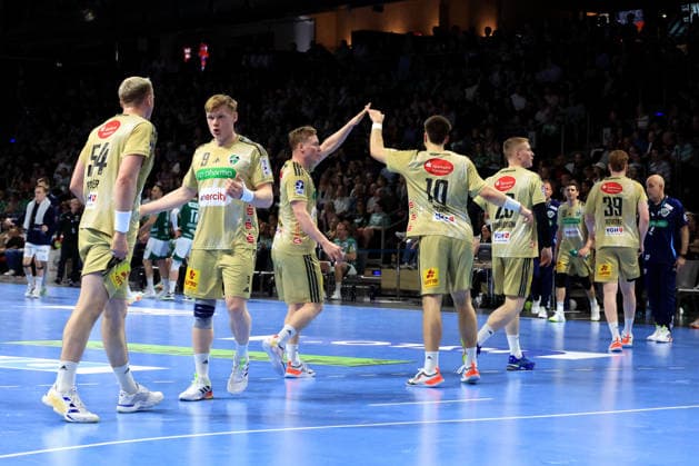 DEU, DHB, 1.HBL, Fuechse Berlin vs. Hannover Burgdorf, 21.05.2026, Max-Schmeling-Halle, Berlin, DEU, DHB, 1.HBL, Fuechse Berlin vs. Hannover Burgdorf, im Bild Hannover-Burgdorf-Spielerkreis