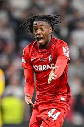 Johan Manzambi (SC Freiburg) gestures during the UEFA Europa League Final 2026 match between SC Freiburg and Aston Villa FC at Besiktas Park on May 20, 2026 in Istanbul, Turkey. (Photo by Harry Langer DeFodi Images) - *** Johan Manzambi SC Freiburg gestures during the UEFA Europa League Final 2026 match between SC Freiburg and Aston Villa FC at Besiktas Park on May 20, 2026 in Istanbul, Turkey Photo by Harry Langer DeFodi Images