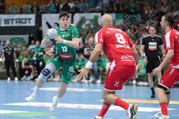 Handball DAIKIN HBL, SC DHfK Leipzig - MT Melsungen; 21.05.2026 Matej Klima (13, SC DHfK Leipzig). Handball, DAIKIN HBL, 1. Bundesliga, Saison 2025 2026, 32. Spieltag: SC DHfK Leipzig vs. MT Melsungen am 21.05.2026 in der Quarterback Immobilien Arena Leipzig. Copyright: xBEAUTIFULxSPORTS JanxKaeferx