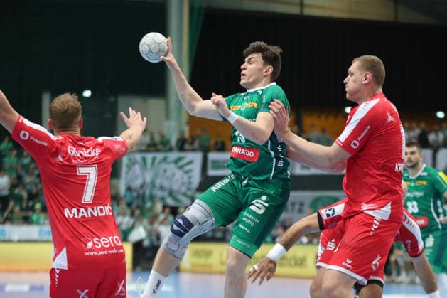 Handball DAIKIN HBL, SC DHfK Leipzig - MT Melsungen; 21.05.2026 Matej Klima (13, SC DHfK Leipzig). Handball, DAIKIN HBL, 1. Bundesliga, Saison 2025 2026, 32. Spieltag: SC DHfK Leipzig vs. MT Melsungen am 21.05.2026 in der Quarterback Immobilien Arena Leipzig. Copyright: xBEAUTIFULxSPORTS JanxKaeferx