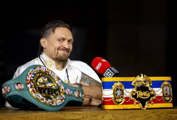 CAIRO - World champion Oleksandr Usyk during a press conference, PK, Pressekonferenz at the Grand Egyptian Museum ahead of the title fight with boxer Rico Verhoeven at the Pyramids of Giza. KOEN VAN WEEL ANP xVIxANPxSportx xxANPxIVx 558974593 originalFilename: 558974593.jpg