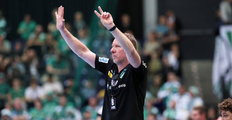 Leipzig, 21.05.2026, Arena Leipzig, Handball, Bundesliga, 32.Spieltag , SC DHfK Leipzig vs. MT Melsungen , Im Bild; Trainer Frank Carstens, DHfK Leipzig. , Nur zur redaktionellen Nutzung. Only editorial use. , DHB HBL regulations prohibit any use of photographs as image sequences and or quasi-video. ,