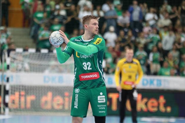 Handball DAIKIN HBL, SC DHfK Leipzig - MT Melsungen; 21.05.2026 Franz Semper (32, SC DHfK Leipzig). Handball, DAIKIN HBL, 1. Bundesliga, Saison 2025 2026, 32. Spieltag: SC DHfK Leipzig vs. MT Melsungen am 21.05.2026 in der Quarterback Immobilien Arena Leipzig. Copyright: xBEAUTIFULxSPORTS JanxKaeferx