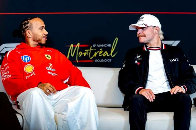 MONTREAL - Formula 1 driver Lewis Hamilton of Scuderia Ferrari HP, Formula 1 driver Valtteri Bottas of Cadillac Formula 1 Team during the Formula 1 Canada at the Circuit Gilles Villeneuve on May 21, 2026 in Montreal, Canada. (Photo by DeFodi Images) -