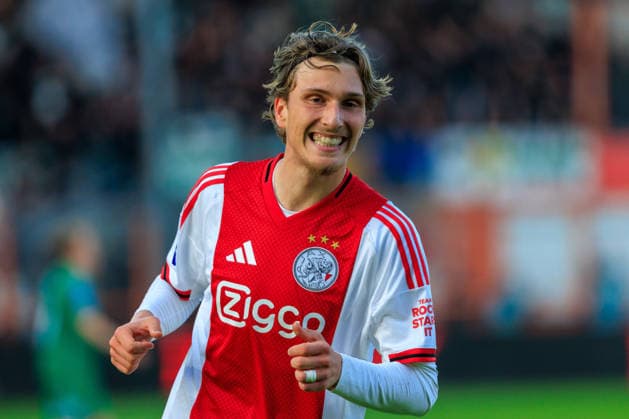 2026-05-21 AFC Ajax v FC Groningen - Dutch Eredivisie Play-Offs VOLENDAM, NETHERLANDS - MAY 21: Mika Godts of Ajax during the Dutch Eredivisie Play-Offs match between AFC Ajax and FC Groningen at Kras Stadion on May 21, 2026 in Volendam, Netherlands. Volendam Kras Stadion Netherlands Content not available for redistribution in The Netherlands directly or indirectly through any third parties. Copyright: xMarcelxvanxPlateringenx