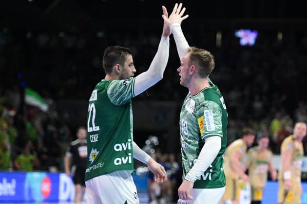 21.05.2026, xlakx, Handball Daikin HBL, Fuechse Berlin - TSV Hannover-Burgdorf v.l. Nejc Cehte (Fuechse Berlin), Mathias Gidsel (Fuechse Berlin) Jubel Berlin