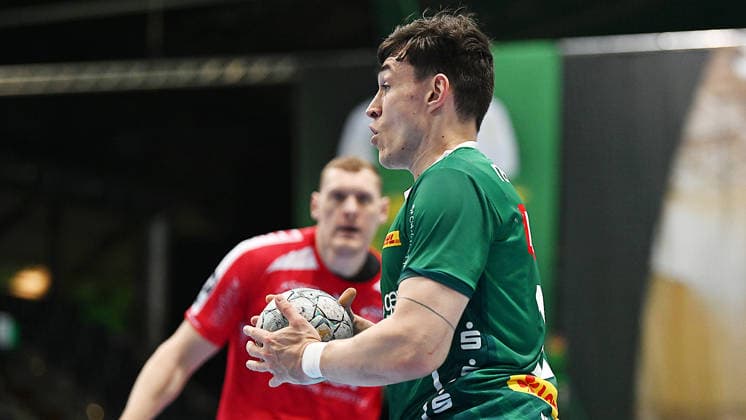 Handball-Bundesliga, Saison 2025 2026, 32. Spieltag, SC DHfK Leipzig vs. MT Melsungen (21.05.2026) Torwurf Matej Klima (Rückraum Rückraumspieler DHfK Leipzig, Rückennumer 13) beim Handball-Bundesliga-Spiel DHfK Leipzig gegen MT Melsungen (21.05.2026) Leipzig Sachsen Deutschland QUARTERBACK Immobilien Arena Am Sportforum 2