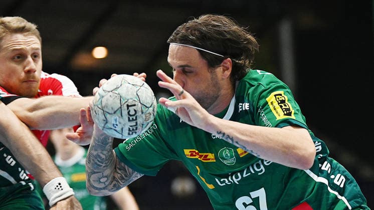 Handball-Bundesliga, Saison 2025 2026, 32. Spieltag, SC DHfK Leipzig vs. MT Melsungen (21.05.2026) Dean Bombac (Rückraum Rückraumspieler DHfK Leipzig, Rückennumer 67) am Ball beim Handball-Bundesliga-Spiel DHfK Leipzig gegen MT Melsungen (21.05.2026) Leipzig Sachsen Deutschland QUARTERBACK Immobilien Arena Am Sportforum 2