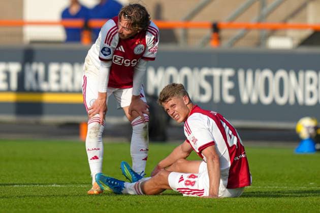 VOLENDAM , 21-05-2026 , Kras Stadium, season 2025 2026 , Play-offs for European football , Dutch Eredivisie Football . Match between Ajax and FC Groningen , picture shows Ajax player Sean Steur , Ajax player Mika Godts Ajax - Groningen (play off)  x203866884x Copyright: