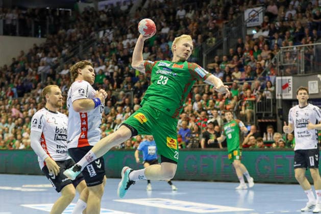 21.05.2026, xgox, Handball - Daikin HBL SC Magdeburg - SG Flensburg-Handewitt emspor, v.l. Magnus Saugstrup (Magdeburg, 23) wirft Tor, Torschuetze, erzielt Tor, Treffer, scores the goal Magdeburg