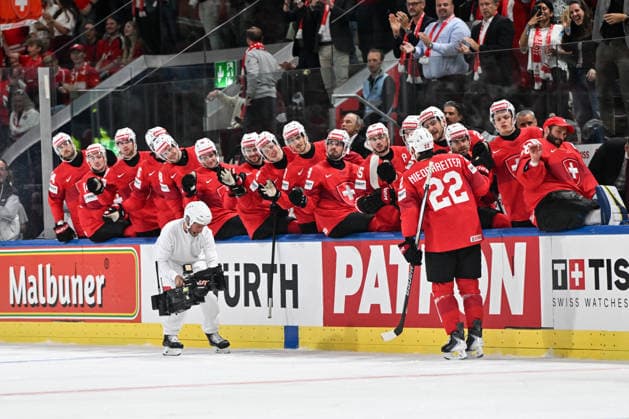 ZURICH, SWITZERLAND - MAY 21: Nino Niederreiter of Switzerland celebrates his goal during the 2026 IIHF Ice hockey, Eishockey World Championship, WM, Weltmeisterschaft Switzerland game between Switzerland and Great Britain at Swiss Life Arena on May 21, 2026 in Zurich, Zurich. Zurich Swiss Life Arena Zurich Switzerland Copyright: xJustPictures.ch AndreaxBrancax jp-en-EuSpIm-JP7_ANB_Sui_GB_21052026_0658