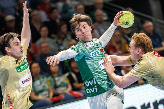 Berlin, 21.05.26, Handball: Bundesliga, Fuechse Berlin - TSV Hannover-Burgdorf, 32. Spieltag, Max-Schmeling-Halle. Nils Lichtlein (Fuechse Berlin) wirft den Ball auf das Tor. Fuechse Berlin - TSV Hannover-Burgdorf