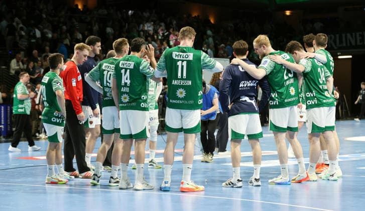 Füchse Mannschaftskreis nach Spielende Handball HBL Bundesliga Herren 32. Spieltag Saison 2025 2026 21.05.2026 Füchse Berlin vs TSV Hannover Burgdorf