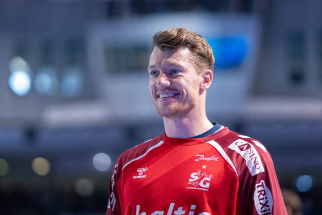 Deutschland: HBL DAIKIN Handball Bundesliga 2025 - 2026, 30. Spieltag - SC Magdeburg vs SG Flensburg Handewitt - GETEC Arena (Magdeburg): Emil Jakobsen (SG Flensburg-Handewitt, 31) Einzelbild Copyright: xTomxLauruschkatx