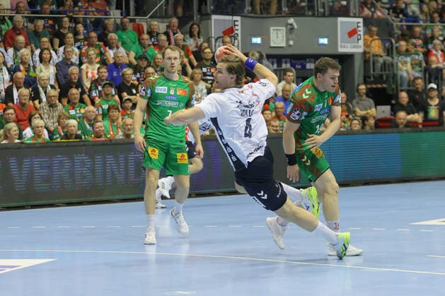 21.05.2026, xtgx, Handball, Daikin HBL, SC Magdeburg - SG Flensburg Handewitt v.l. Johannes Golla (Flensburg, 4) wirft Tor, Torschuetze, erzielt Tor, Treffer, scores the goal Magdeburg