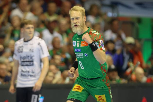 21.05.2026, xtgx, Handball, Daikin HBL, SC Magdeburg - SG Flensburg Handewitt v.l. Matthias Musche (Magdeburg, 6) Jubel, Torjubel, jubelt ueber das Tor, celebrate the goal, celebration Magdeburg
