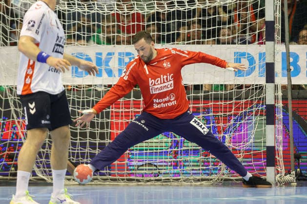 21.05.2026, xtgx, Handball, Daikin HBL, SC Magdeburg - SG Flensburg Handewitt v.l. Benjamin Buric (Flensburg, 1) Parade, haelt den Ball, faengt den Ball, pariert Magdeburg