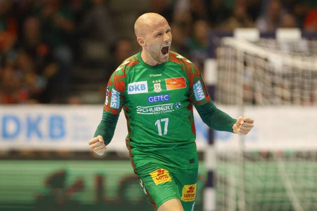 21.05.2026, xtgx, Handball, Daikin HBL, SC Magdeburg - SG Flensburg Handewitt v.l. Tim Hornke (Magdeburg, 17) Jubel, Torjubel, jubelt ueber das Tor, celebrate the goal, celebration Magdeburg